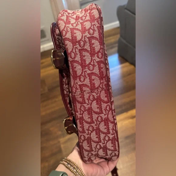 Dior Burgundy Monogram Crossbody Satchel Messenger Bag - Picture 5 of 16